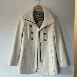 White/Cream Woman's Wool blend Peacoat Size PS